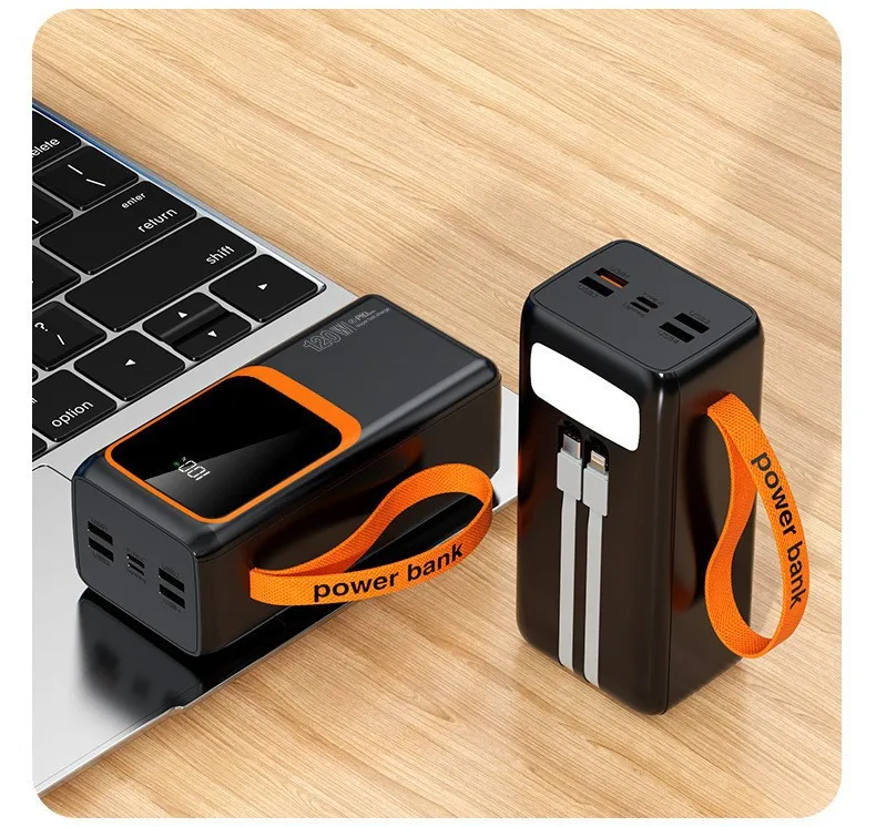 Banco de Energ&iacute;a de 50000mAh con Carga R&aacute;pida de 120W, Cables Integrados, Cargador Port&aacute;til de Alta Capacidad para Camping y Actividades al Aire Libre