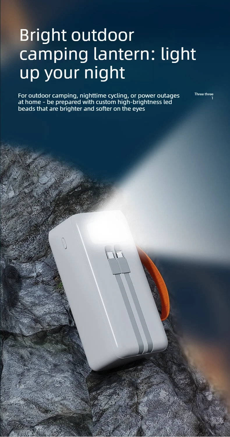 Banco de Energ&iacute;a de 50000mAh con Carga R&aacute;pida de 120W, Cables Integrados, Cargador Port&aacute;til de Alta Capacidad para Camping y Actividades al Aire Libre