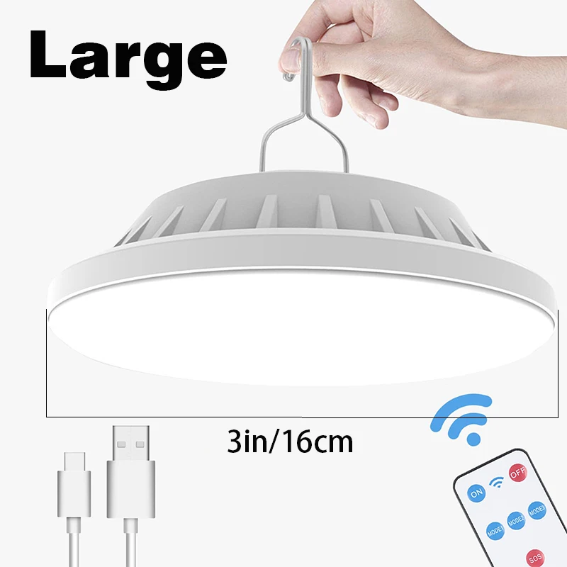 L&aacute;mpara de bombilla LED recargable por USB, linterna de carga Solar, luz port&aacute;til de emergencia para mercado nocturno, para acampar al aire libre, hogar (control remoto opcional)