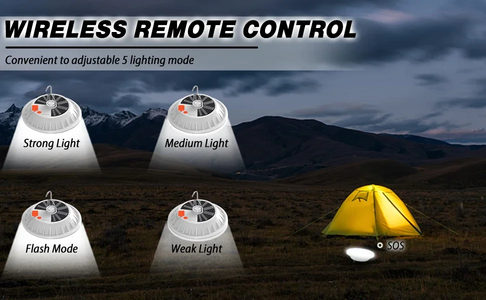 L&aacute;mpara de bombilla LED recargable por USB, linterna de carga Solar, luz port&aacute;til de emergencia para mercado nocturno, para acampar al aire libre, hogar (control remoto opcional)