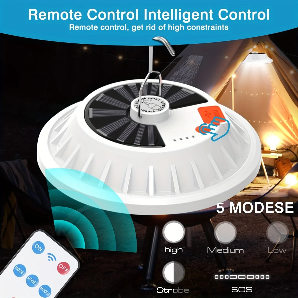 L&aacute;mpara de bombilla LED recargable por USB, linterna de carga Solar, luz port&aacute;til de emergencia para mercado nocturno, para acampar al aire libre, hogar (control remoto opcional)