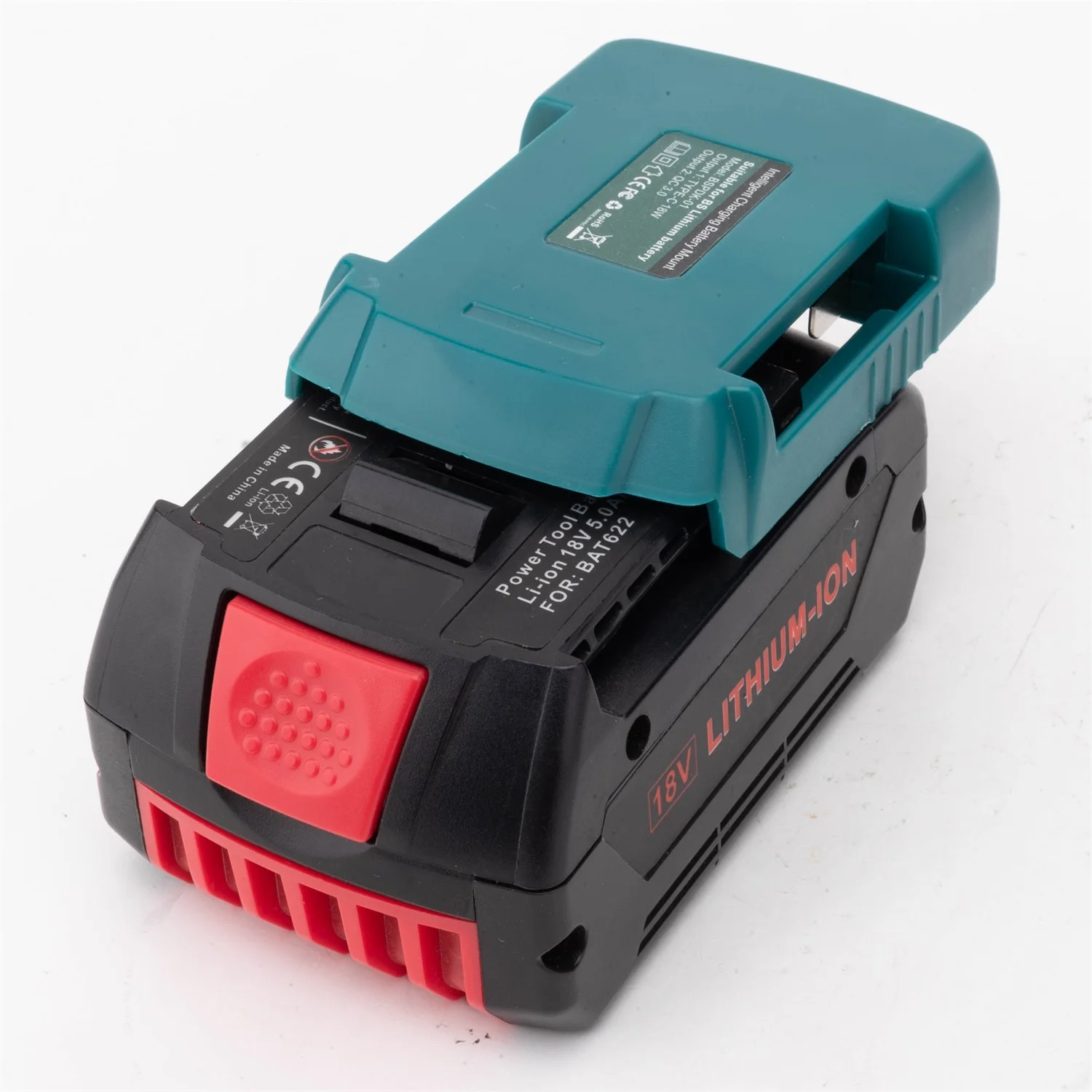 Cargador de bater&iacute;a para Bosch 18V BAT609 BAT610G con USB y adaptador de soporte tipo C, carga r&aacute;pida (no puede cargar la bater&iacute;a)