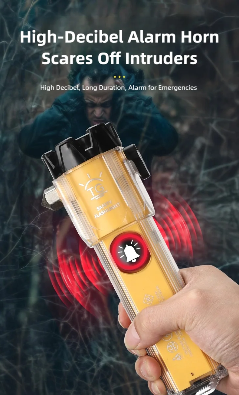 Linterna Multifuncional TINSOL, Martillo de Seguridad para Autom&oacute;vil, Linterna de Emergencia para Exteriores, Linterna de Rescate Port&aacute;til, Linterna de Autodefensa