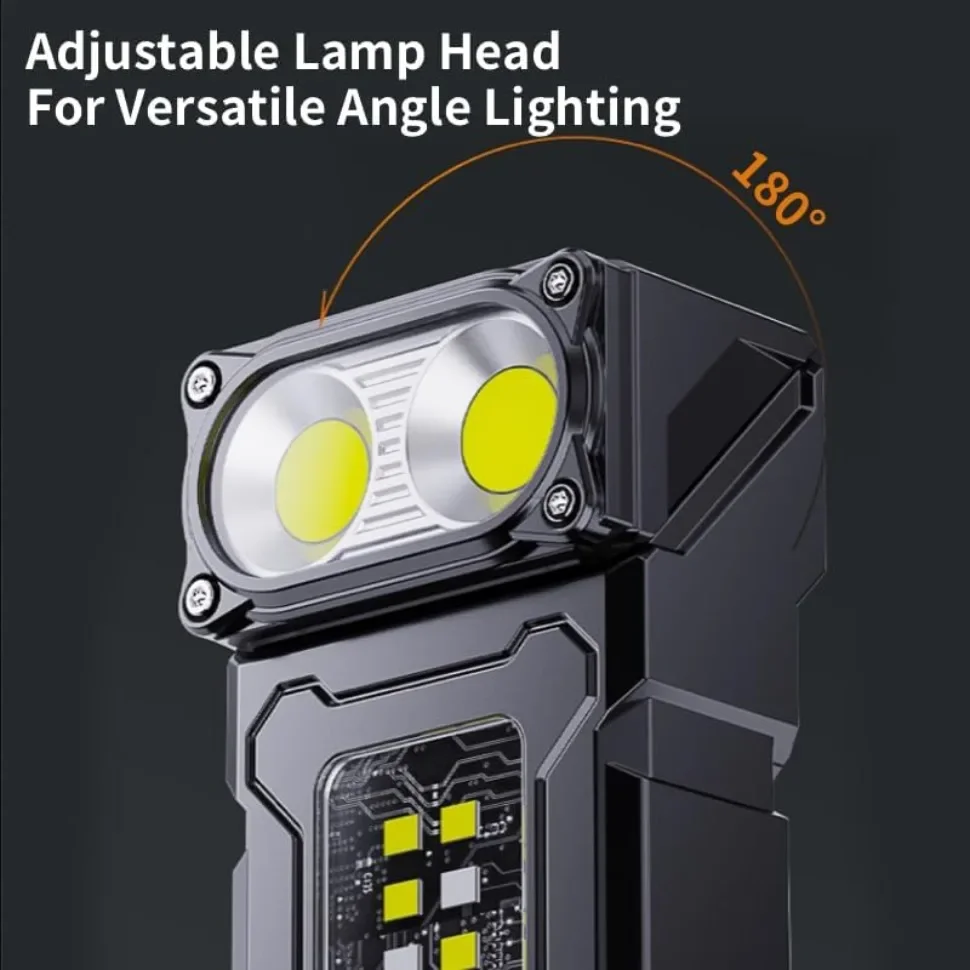 Linterna LED COB con Clip, Port&aacute;til, Recargable por USB-C, Luz de Trabajo EDC, Linterna Frontal Brillante para Camping, Senderismo, Pesca Nocturna y Reparaciones