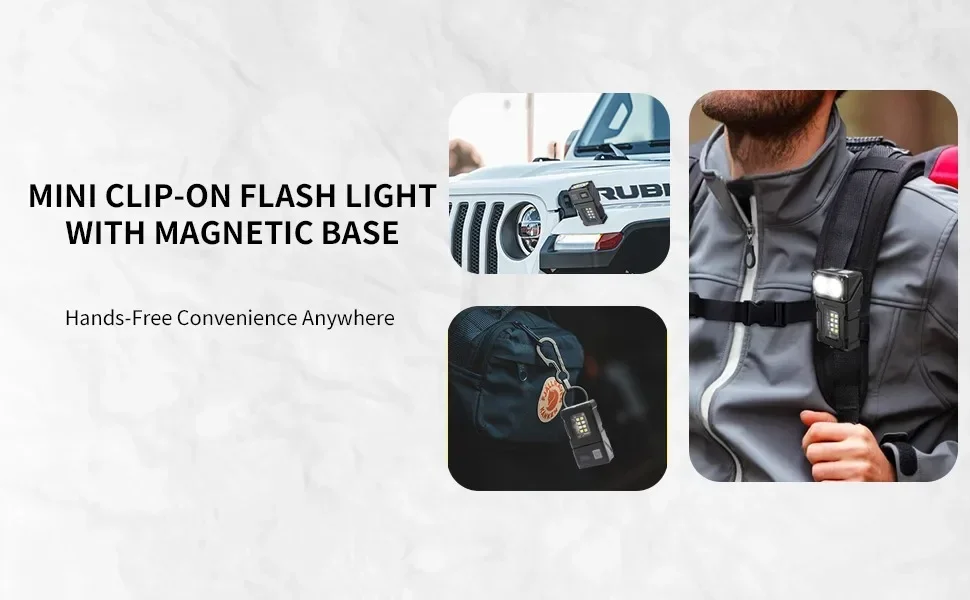 Linterna LED COB con Clip, Port&aacute;til, Recargable por USB-C, Luz de Trabajo EDC, Linterna Frontal Brillante para Camping, Senderismo, Pesca Nocturna y Reparaciones
