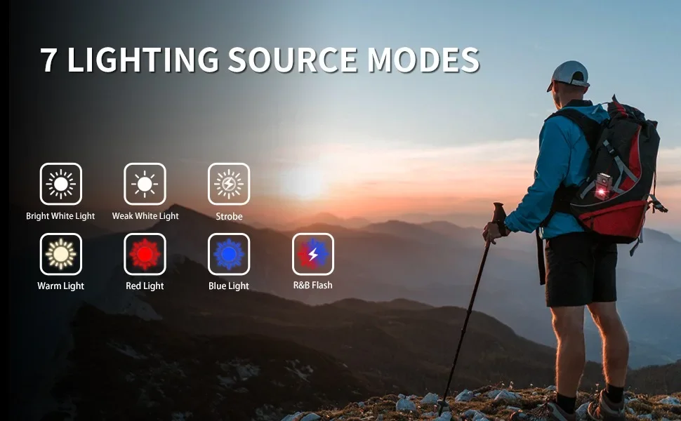 Linterna LED COB con Clip, Port&aacute;til, Recargable por USB-C, Luz de Trabajo EDC, Linterna Frontal Brillante para Camping, Senderismo, Pesca Nocturna y Reparaciones