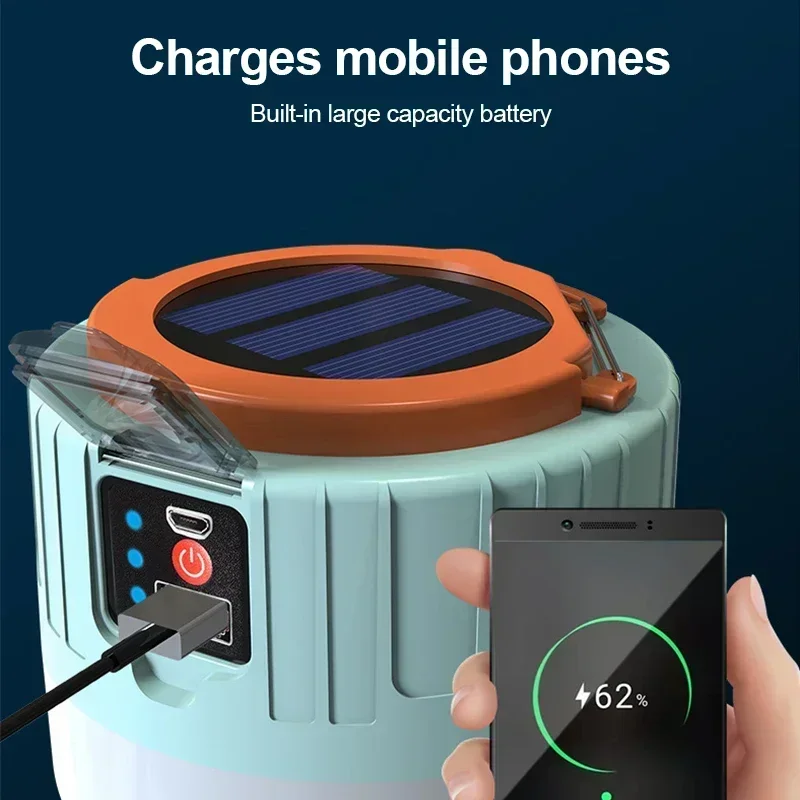 Potente lámpara LED Solar para acampar, linternas portátiles impermeables, luces de emergencia para barbacoa, senderismo, linternas de tienda recargables por USB Potente lámpara LED Solar para acampar, linternas portátiles impermeables, luces de emergencia para barbacoa, senderismo, linternas de tienda recargables por USB