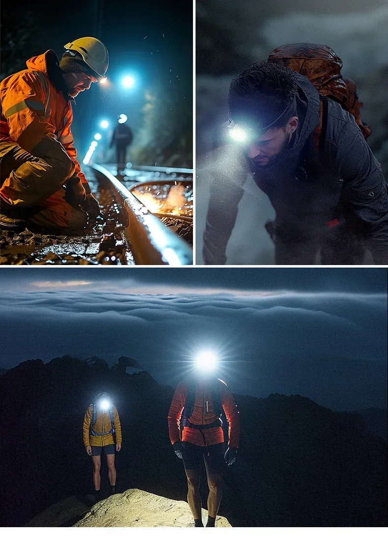 Tipo de clip de cabeza de faro de carga de inducci&oacute;n LEM Bater&iacute;a larga brillante s&uacute;per
