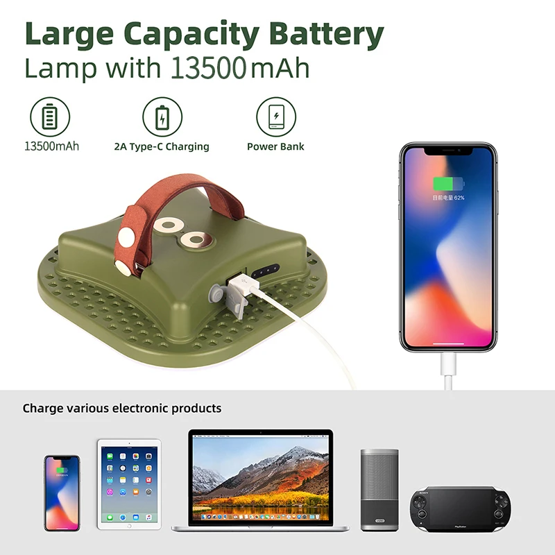 MOSLIGHTING13500maH Luz LED de carga para acampar con im&aacute;n Antorcha port&aacute;til L&aacute;mpara de tienda de moda Mantenimiento de trabajo Iluminaci&oacute;n de emergencia