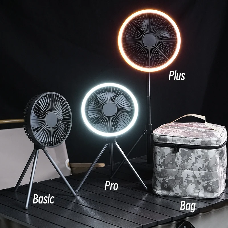10000mAh Ventilador de Camping Recargable de Sobremesa Circulador Port&aacute;til Inal&aacute;mbrico Ventilador El&eacute;ctrico de Techo con Power Bank Iluminaci&oacute;n LED Tr&iacute;pode