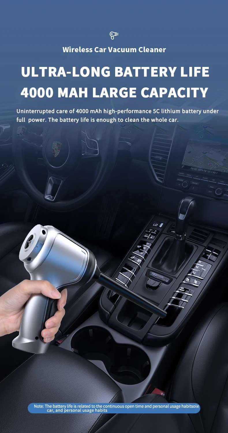 Aspiradora Inal&aacute;mbrica para Auto, de Alta Succi&oacute;n, Port&aacute;til, para Uso en Seco y H&uacute;medo, Mini Aspiradora de Doble Uso para Hogar y Auto, Electrodom&eacute;stico