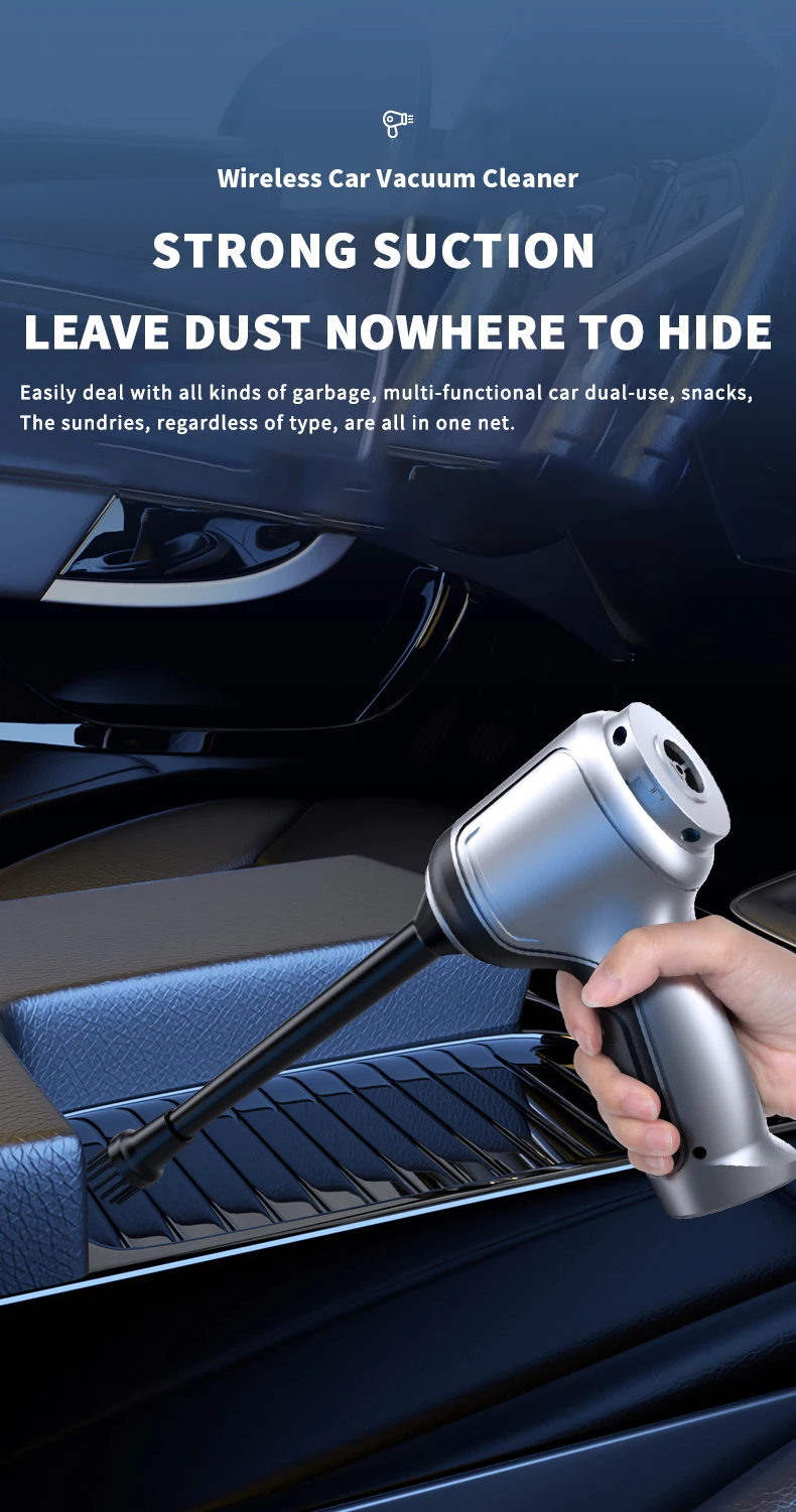 Aspiradora Inal&aacute;mbrica para Auto, de Alta Succi&oacute;n, Port&aacute;til, para Uso en Seco y H&uacute;medo, Mini Aspiradora de Doble Uso para Hogar y Auto, Electrodom&eacute;stico