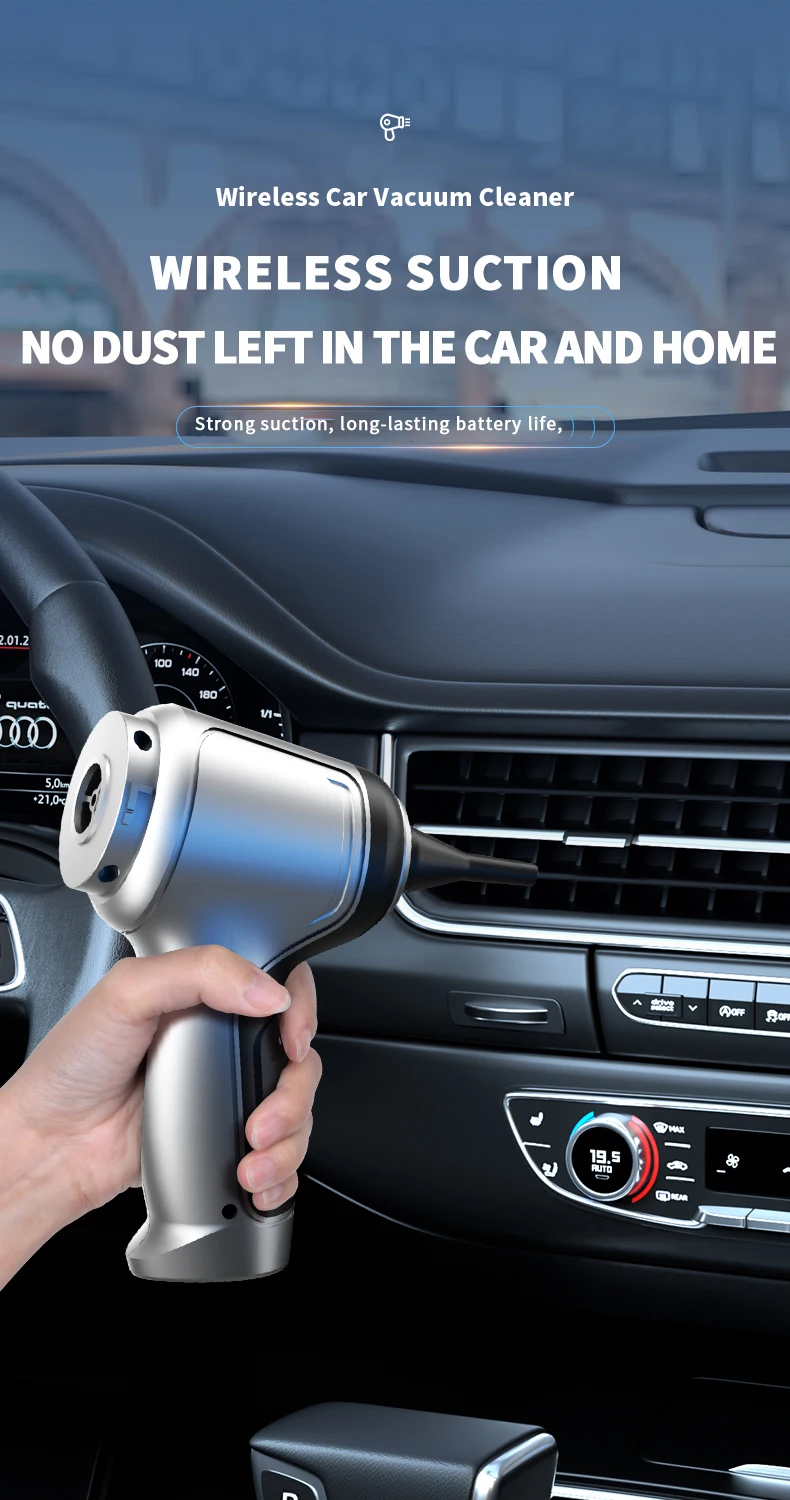 Aspiradora Inal&aacute;mbrica para Auto, de Alta Succi&oacute;n, Port&aacute;til, para Uso en Seco y H&uacute;medo, Mini Aspiradora de Doble Uso para Hogar y Auto, Electrodom&eacute;stico