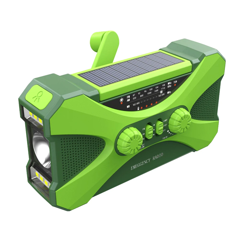 Linterna de emergencia con Panel Solar, Banco de energ&iacute;a, Radio recargable, manivela manual, 10000mAh, AM/FM/NOAA, Radios meteorol&oacute;gicos para el hogar y al aire libre
