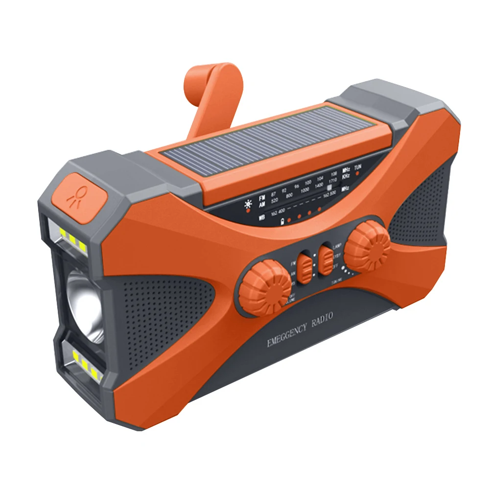 Linterna de emergencia con Panel Solar, Banco de energ&iacute;a, Radio recargable, manivela manual, 10000mAh, AM/FM/NOAA, Radios meteorol&oacute;gicos para el hogar y al aire libre