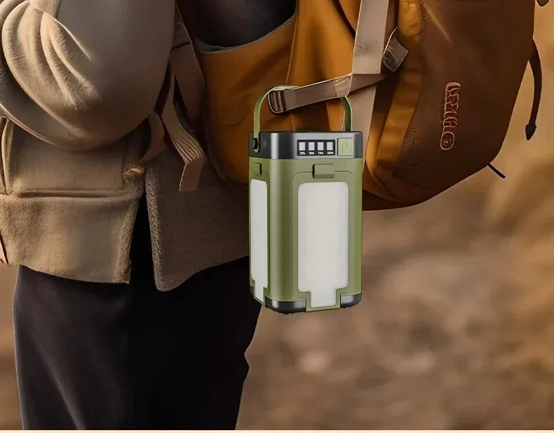 Luz solar para acampar, l&aacute;mpara port&aacute;til con recarga solar/USB con bater&iacute;a de 2000 mAh, 6 modos de iluminaci&oacute;n, luz port&aacute;til para tienda de campa&ntilde;a para exteriores