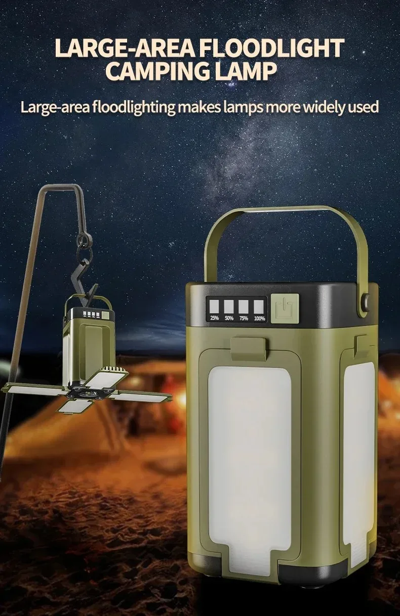 Luz solar para acampar, l&aacute;mpara port&aacute;til con recarga solar/USB con bater&iacute;a de 2000 mAh, 6 modos de iluminaci&oacute;n, luz port&aacute;til para tienda de campa&ntilde;a para exteriores