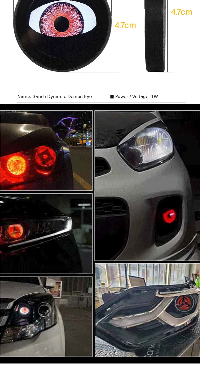 Faros Delanteros LED Din&aacute;micos de 3 Pulgadas para Autom&oacute;vil, Luces LED 3D con Ojo de Demonio, Conjunto de Faros Modificados con Ojo de &Aacute;guila, Accesorio para Autom&oacute;viles, Modo 6/33