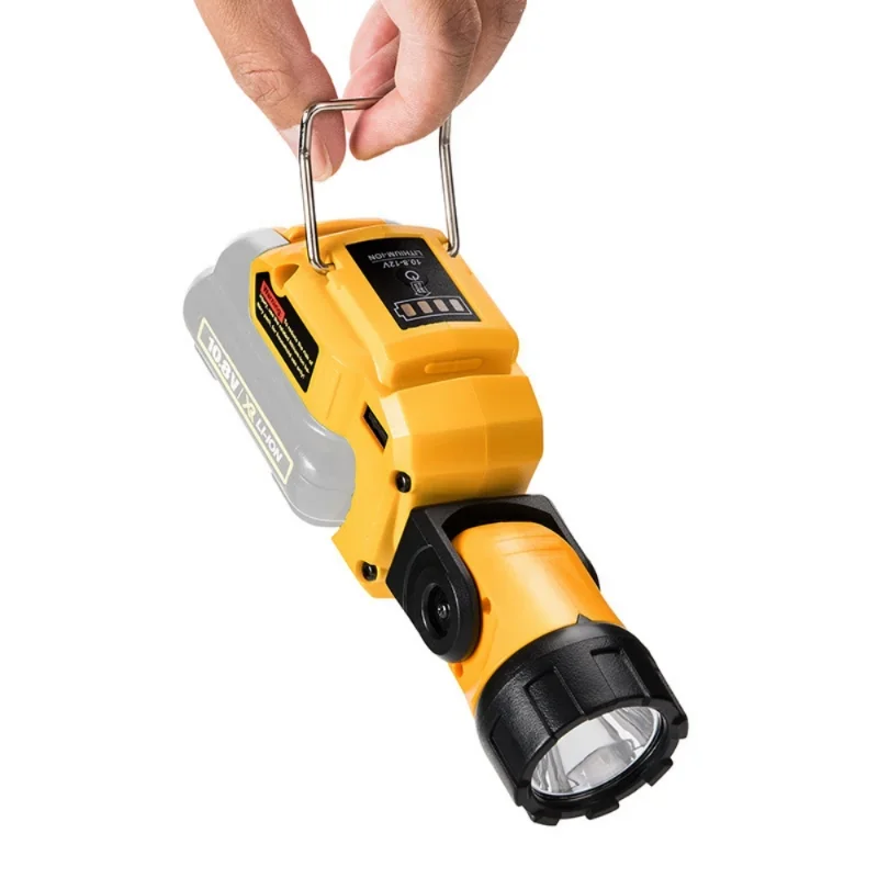 Luz giratoria de 12V para exteriores, linterna de trabajo de 3W para Dewalt, bater&iacute;a de iones de litio de empuje plano de 10,8 V-12V con puertos de salida USB y CC