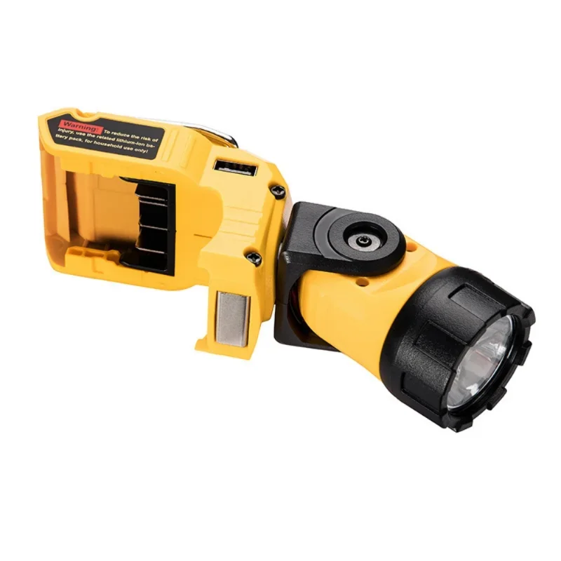 Luz giratoria de 12V para exteriores, linterna de trabajo de 3W para Dewalt, bater&iacute;a de iones de litio de empuje plano de 10,8 V-12V con puertos de salida USB y CC
