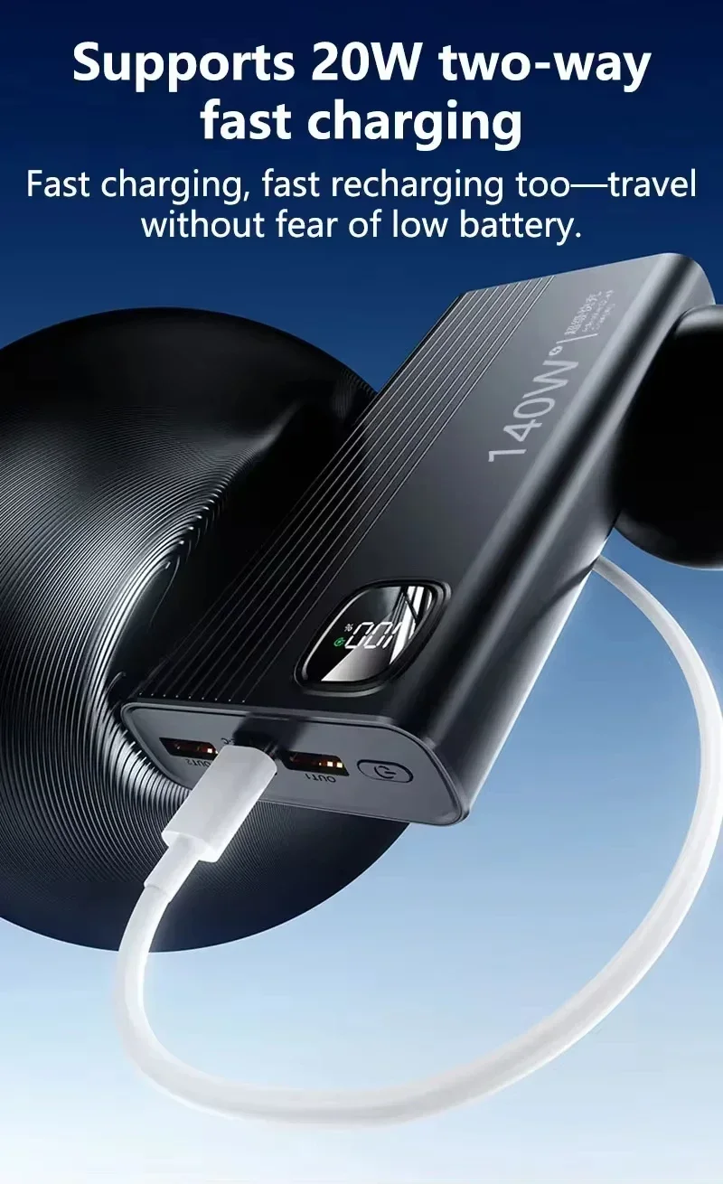 Batería Externa Portátil Lenovo de 500000mAh, Modelo 2026, con Carga Súper Rápida de 140W para Xiaomi y iPhone Batería Externa Portátil Lenovo de 500000mAh, Modelo 2026, con Carga Súper Rápida de 140W para Xiaomi y iPhone