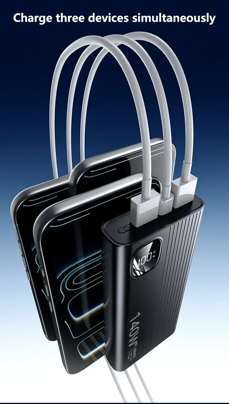 Bater&iacute;a Externa Port&aacute;til Lenovo de 500000mAh, Modelo 2026, con Carga S&uacute;per R&aacute;pida de 140W para Xiaomi y iPhone