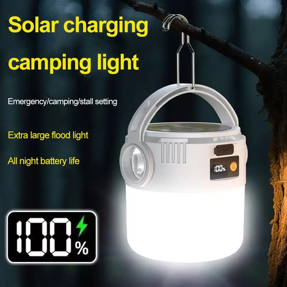 Luz Solar para Camping, Recargable por USB, Port&aacute;til, Impermeable, Linterna de Emergencia para Senderismo, Excursionismo, Actividades con Tienda de Campa&ntilde;a