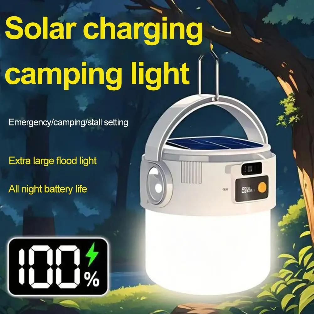 Luz Solar para Camping, Recargable por USB, Port&aacute;til, Impermeable, Linterna de Emergencia para Senderismo, Excursionismo, Actividades con Tienda de Campa&ntilde;a