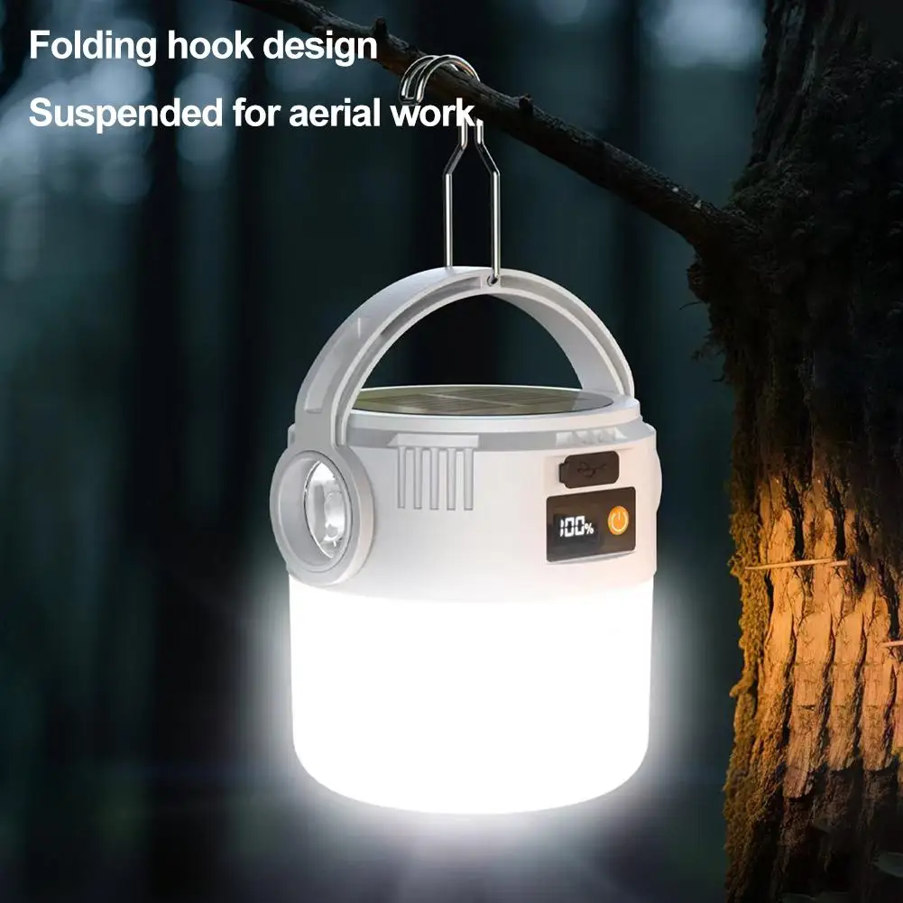 Luz Solar para Camping, Recargable por USB, Port&aacute;til, Impermeable, Linterna de Emergencia para Senderismo, Excursionismo, Actividades con Tienda de Campa&ntilde;a