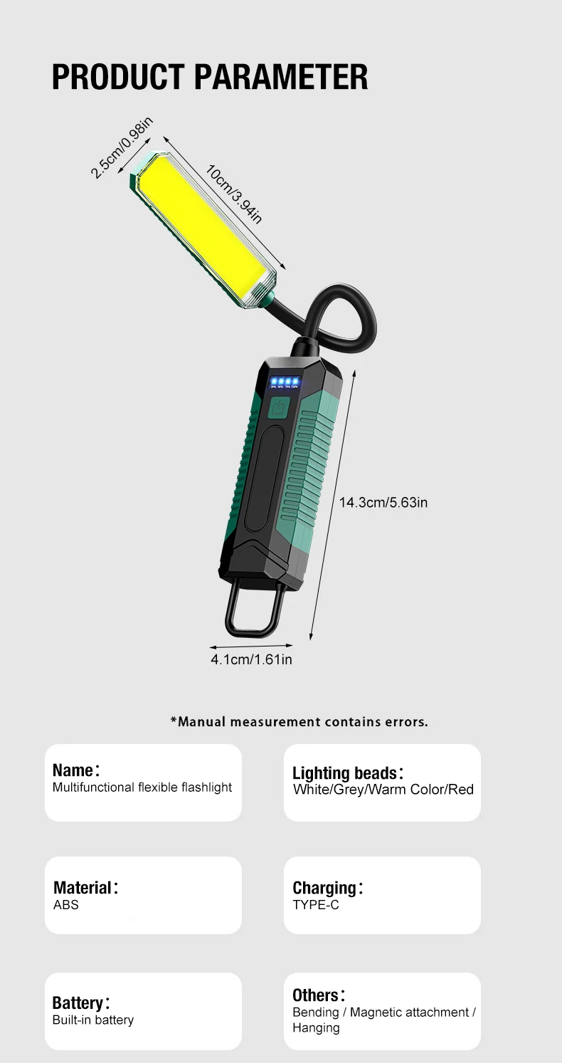 Luz de Trabajo Magn&eacute;tica Ultra Brillante y Resistente, Luz para Reparaci&oacute;n y Mantenimiento de Autom&oacute;viles, Advertencia Intermitente Roja, Iluminaci&oacute;n de Carga para Exteriores