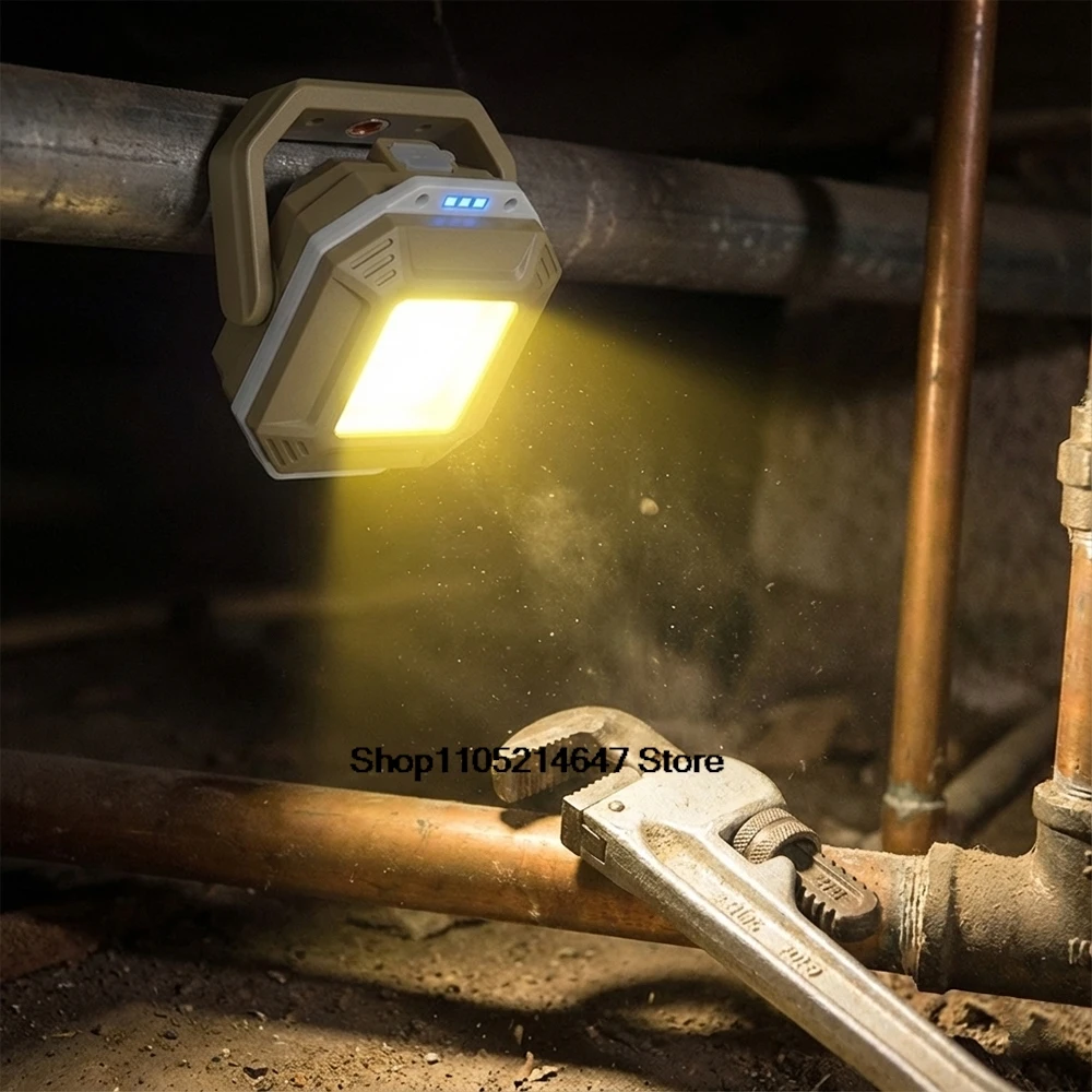 Luz de trabajo LED recargable: l&aacute;mpara de inspecci&oacute;n impermeable con base magn&eacute;tica para reparaci&oacute;n de autom&oacute;viles, uso de emergencia y taller