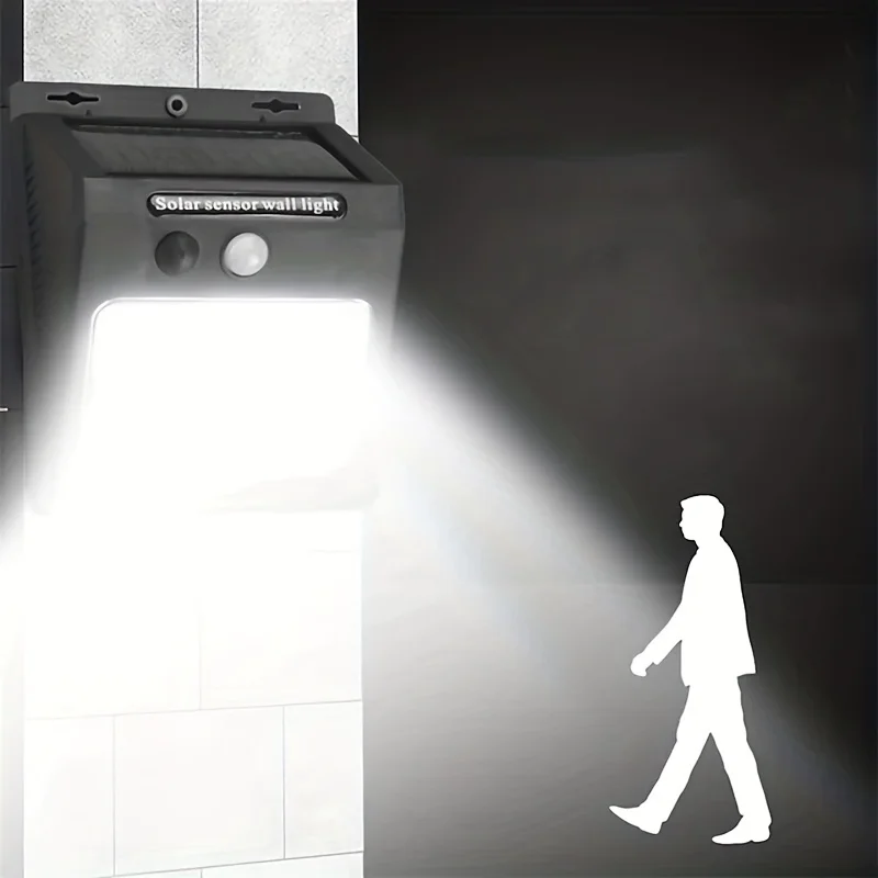 L&aacute;mpara de pared para exteriores con energ&iacute;a Solar, carcasa con Sensor humano, luces de patio ajustables de 3 modos para iluminaci&oacute;n de jard&iacute;n, 1 ud.