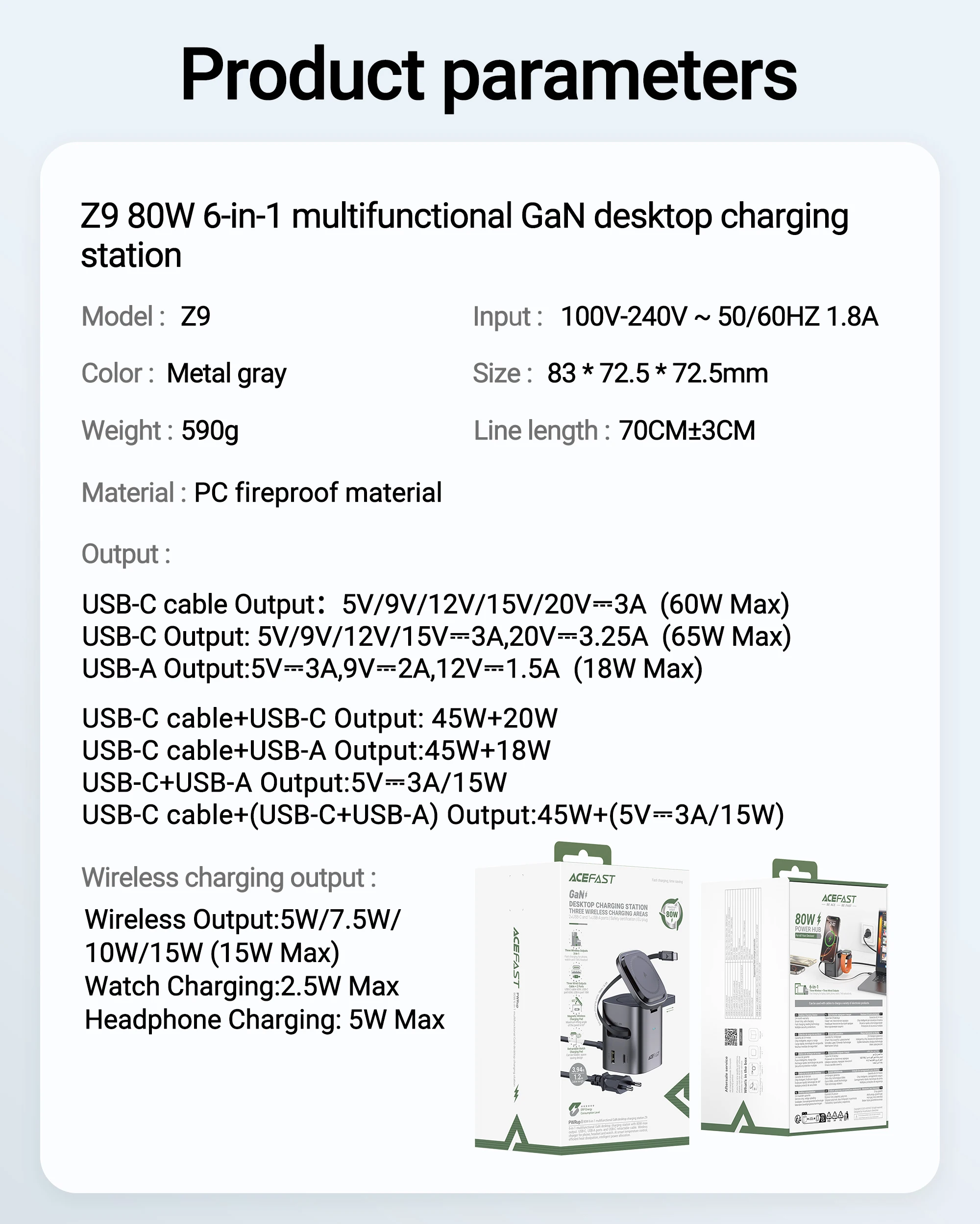 ACEFAST 6 en 1 estaci&oacute;n de carga inal&aacute;mbrica magn&eacute;tica multifunci&oacute;n 15W para iPhone 16 15 GaN PD65W cubo de carga USB C carga r&aacute;pida