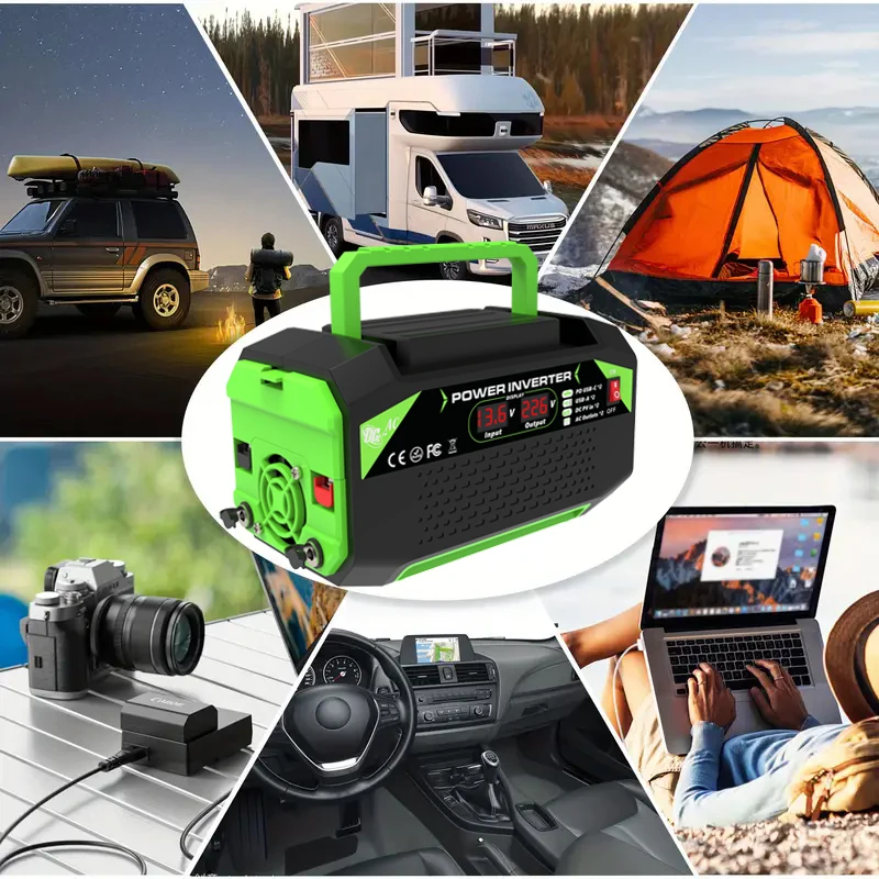 Estaci&oacute;n de Energ&iacute;a Port&aacute;til para Autom&oacute;vil con Inversor de 300W/600W, PD 25W, Tipo-C, Doble USB, Toma de Corriente AC, Entrada Solar PV, Pantalla LCD