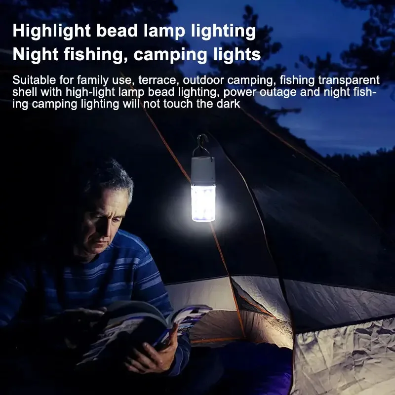 Linterna LED Recargable para Camping, Luz de Emergencia para Tiendas de Campa&ntilde;a, Luz Nocturna Port&aacute;til con Gancho de Clip para Senderismo, Pesca y Huracanes