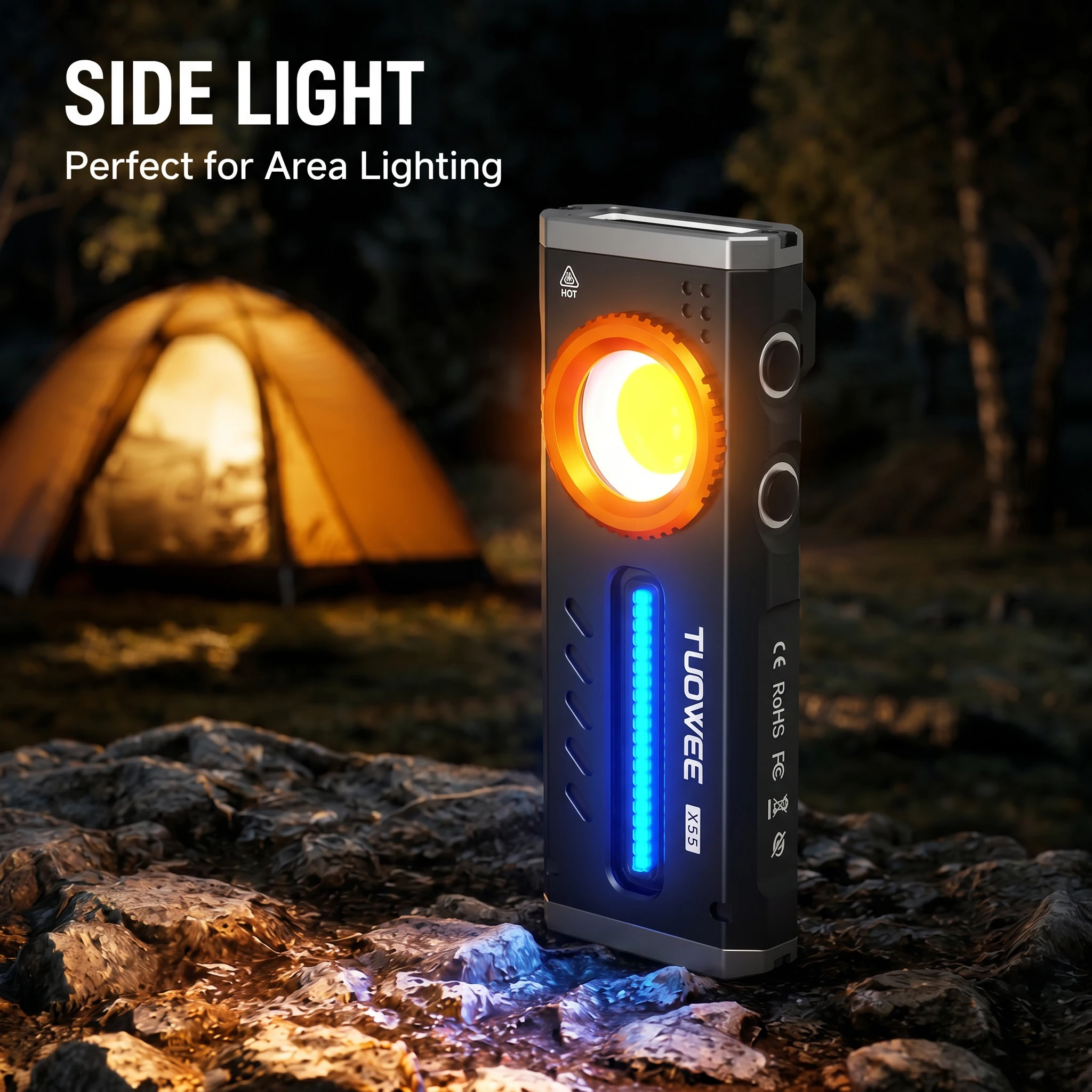 Linterna brillante EDC de 2000LM, 11 modos de iluminaci&oacute;n, luz de color RGB y luz roja, base magn&eacute;tica, clip de bolsillo, atenuaci&oacute;n gradual, linterna port&aacute;til para acampar al aire libre, senderismo y