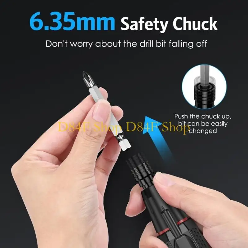 Destornillador el&eacute;ctrico mano D84F, rotaci&oacute;n 280RPM, bater&iacute;a recargable 1600mAh