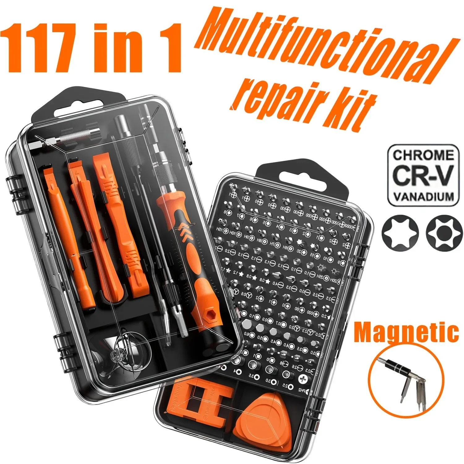 Juego de destornilladores de precisi&oacute;n 115 en 1, kit de reparaci&oacute;n multiusos para desmontaje de tel&eacute;fonos, computadoras, relojes y dispositivos electr&oacute;nicos, con caja de almacenamiento.