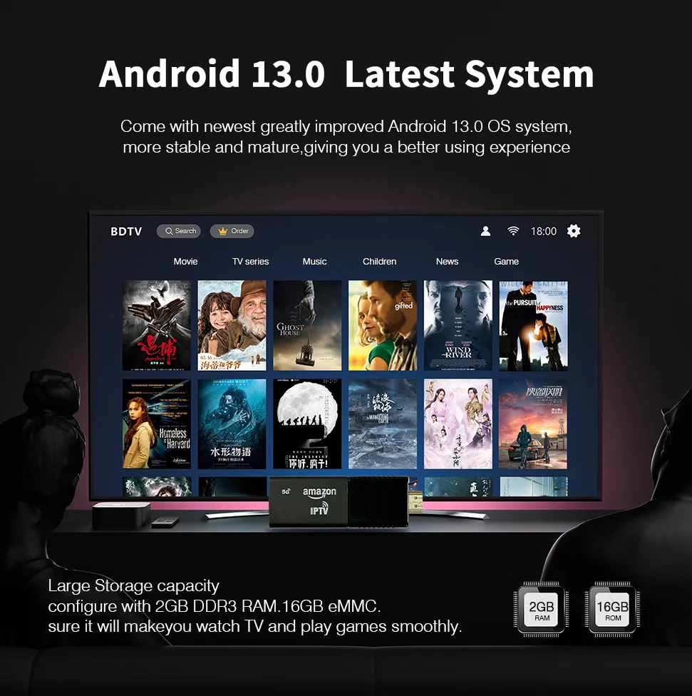 MX10 F5 4K TV Stick con Android 13, Allwinner H313, 4 GB de RAM, 64 GB de ROM, WiFi 6 de doble banda, BT 5.4. Reproductor multimedia portátil para streaming doméstico MX10 F5 4K TV Stick con Android 13, Allwinner H313, 4 GB de RAM, 64 GB de ROM, WiFi 6 de doble banda, BT 5.4. Reproductor multimedia portátil para streaming doméstico