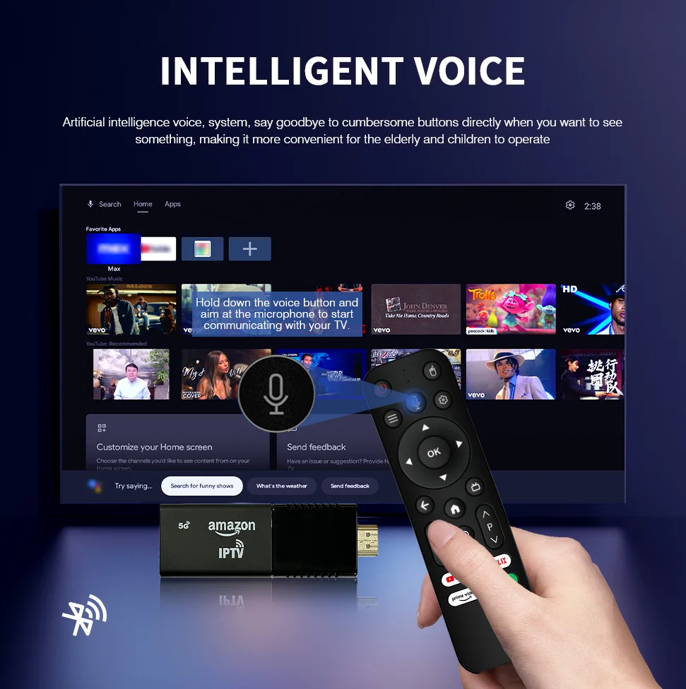 MX10 F5 4K TV Stick con Android 13, Allwinner H313, 4 GB de RAM, 64 GB de ROM, WiFi 6 de doble banda, BT 5.4. Reproductor multimedia portátil para streaming doméstico MX10 F5 4K TV Stick con Android 13, Allwinner H313, 4 GB de RAM, 64 GB de ROM, WiFi 6 de doble banda, BT 5.4. Reproductor multimedia portátil para streaming doméstico