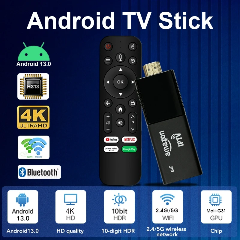 MX10 F5 4K TV Stick con Android 13, Allwinner H313, 4 GB de RAM, 64 GB de ROM, WiFi 6 de doble banda, BT 5.4. Reproductor multimedia portátil para streaming doméstico MX10 F5 4K TV Stick con Android 13, Allwinner H313, 4 GB de RAM, 64 GB de ROM, WiFi 6 de doble banda, BT 5.4. Reproductor multimedia portátil para streaming doméstico