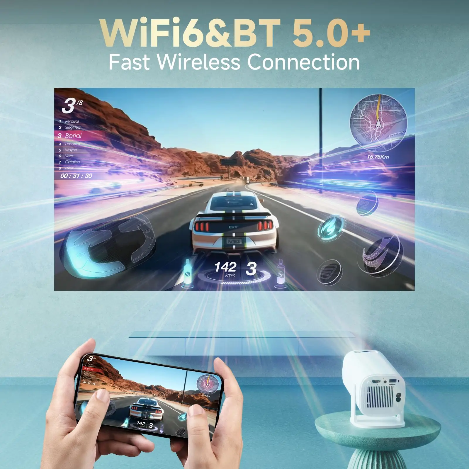 Mini proyector inteligente P30 PRO Android 14 WiFi6 BT 5,0 compatible con v&iacute;deo 4K 1280*720P proyector port&aacute;til para exteriores de cine en casa inteligente
