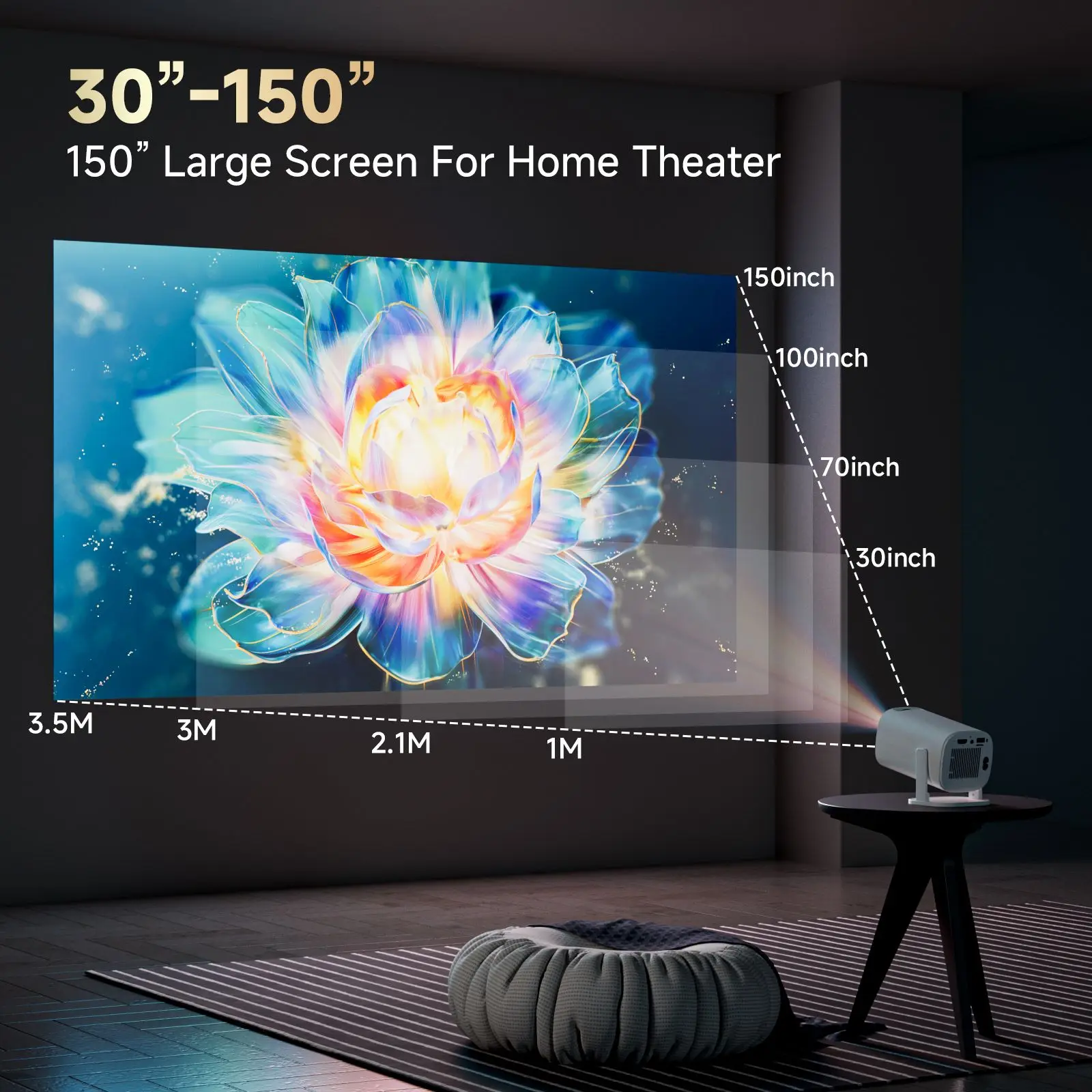 Mini proyector inteligente P30 PRO Android 14 WiFi6 BT 5,0 compatible con v&iacute;deo 4K 1280*720P proyector port&aacute;til para exteriores de cine en casa inteligente
