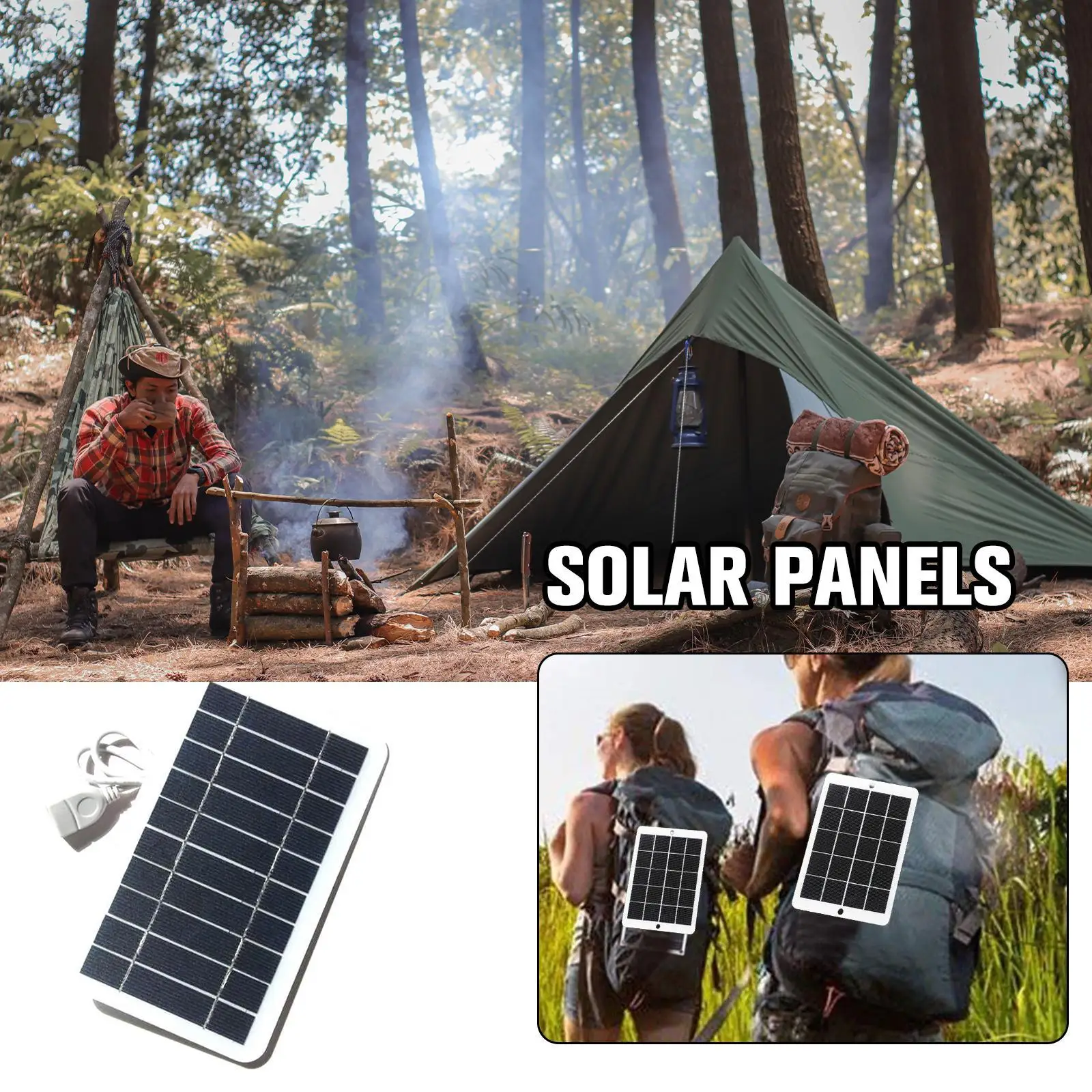 Cargador de Panel Solar USB, 5V, 2W, 400mA, salida de Panel Solar port&aacute;til, sistema Solar port&aacute;til USB para exteriores, cargadores de tel&eacute;fonos m&oacute;viles