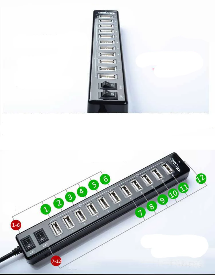 Hub USB 4/7/12 puertos adaptador expansor Hub Multi USB Splitter 2,0 Hab 3 Hub lector de tarjetas USB-Hub m&uacute;ltiple para PC