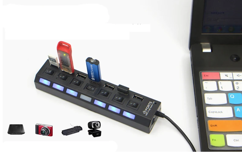 Hub USB 4/7/12 puertos adaptador expansor Hub Multi USB Splitter 2,0 Hab 3 Hub lector de tarjetas USB-Hub m&uacute;ltiple para PC