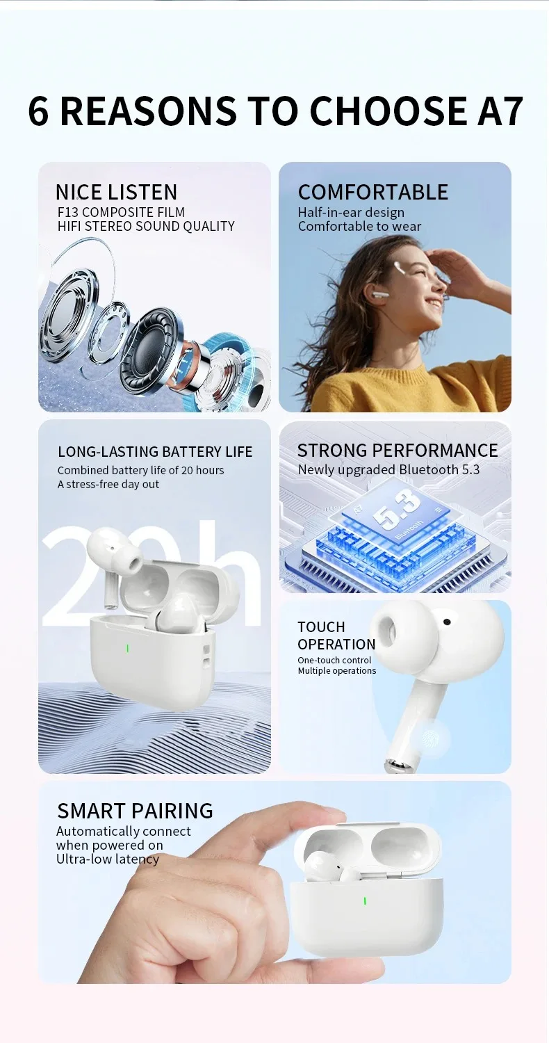 Auriculares Inalámbricos Bluetooth Air Pro 2025, Auriculares TWS HiFi con Reducción de Ruido, Resistentes al Agua para IPHONE y Android Auriculares Inalámbricos Bluetooth Air Pro 2025, Auriculares TWS HiFi con Reducción de Ruido, Resistentes al Agua para IPHONE y Android