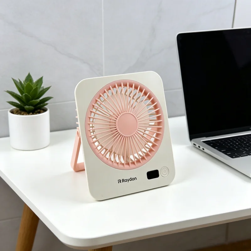 1 ventilador de escritorio mini USB recargable, con indicador de energ&iacute;a, ventilador de refrigeraci&oacute;n personal ultra silencioso de 5 velocidades, ventilador port&aacute;til con mango plegable, adecuado para
