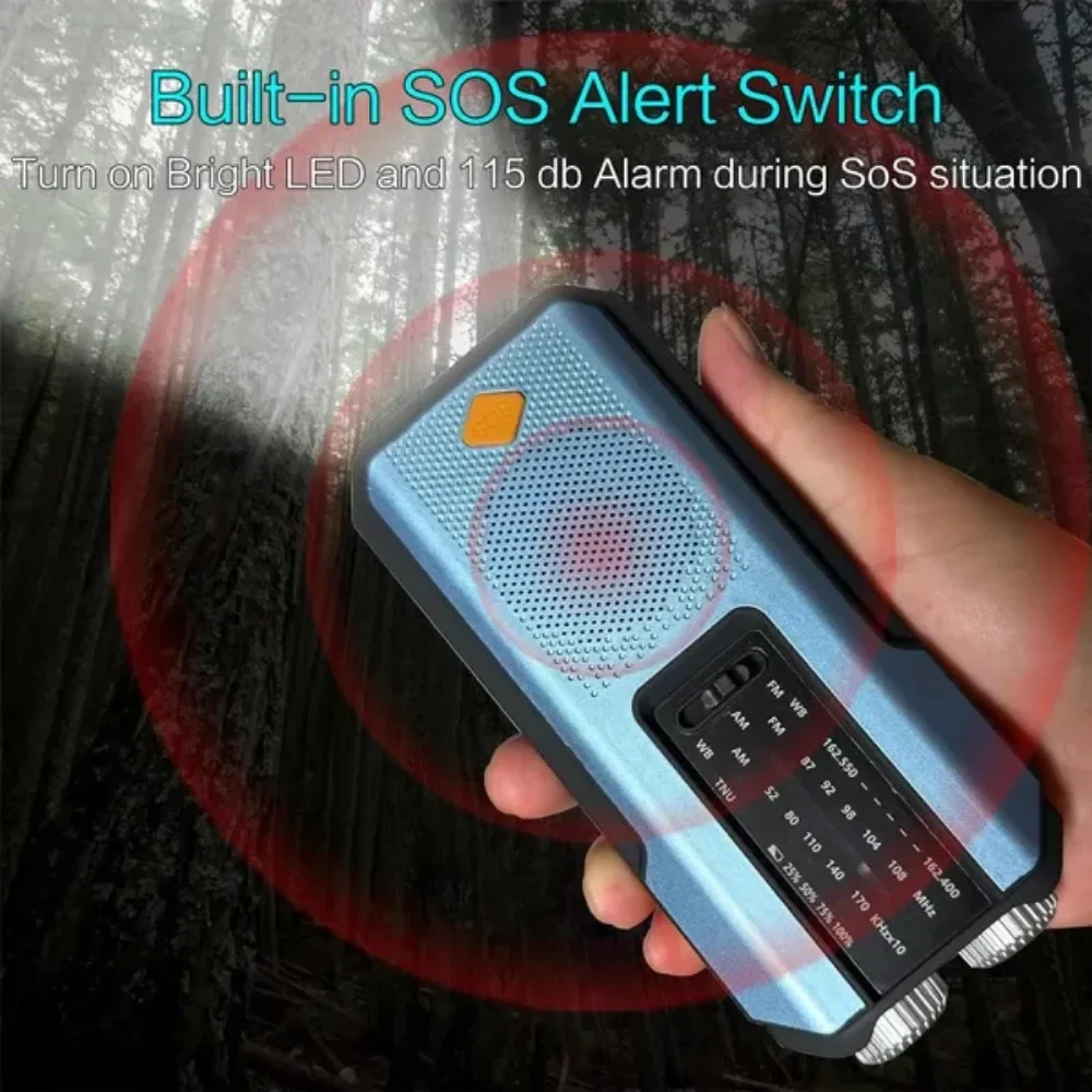 Radio meteorol&oacute;gica NOAA de emergencia con manivela solar, triple fuente de alimentaci&oacute;n de respaldo, receptor de radio AM/FM, bater&iacute;a externa de 20000 mAh, linterna LED port&aacute;til, l&aacute;mpara de lectura,