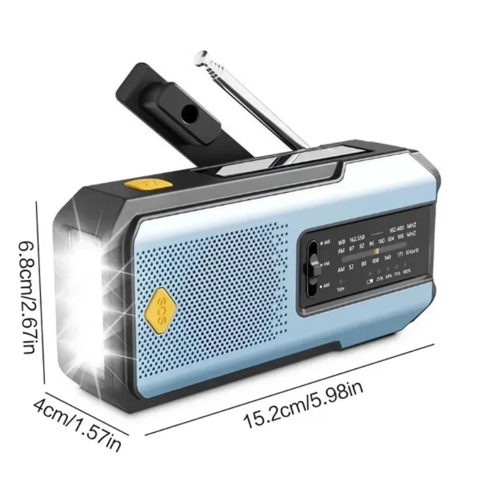 Radio meteorol&oacute;gica NOAA de emergencia con manivela solar, triple fuente de alimentaci&oacute;n de respaldo, receptor de radio AM/FM, bater&iacute;a externa de 20000 mAh, linterna LED port&aacute;til, l&aacute;mpara de lectura,